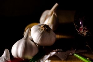 Home 37 Whole garlic bulb, one of many prebiotic foods that feed gut bacteria